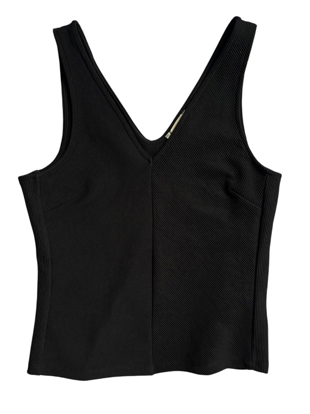 H&M black ribbed sleeveless tank top V-Neck Tailored Cami Vest womens size small